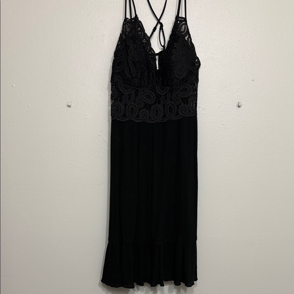 PINK Victoria's Secret Elegant Black Lace Backless Dress
